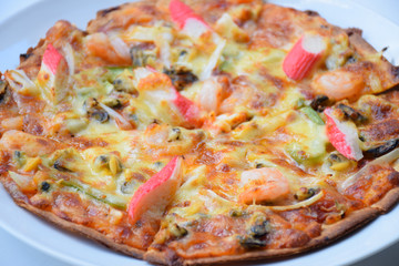 Pizza with seafood. Seafood Pizza