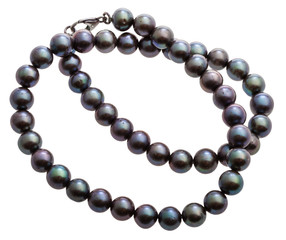 strings of beads from natural black pearls isolated