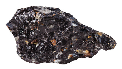 Obsidian mineral stone isolated on white