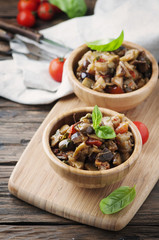 Traditional italian dish with eggplant and tomato