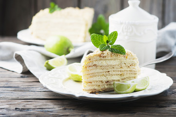 Traditional russian cake Medovik with honey