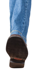 direct view of left leg in jeans and brown shoe