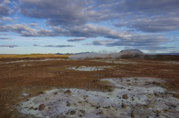 Hverarond geothermal field in Iceland. This is a field in Krafla