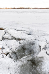 Frozen Dnieper River in Kiev, Ukraine, During Winter