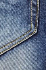 Blue jeans sewing line of closeup texture.