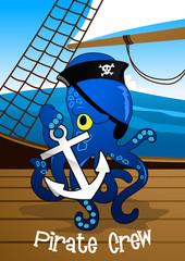 Pirate crew octopus holding an anchor