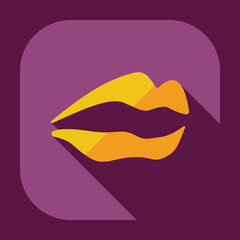 Flat modern design with shadow icons lips
