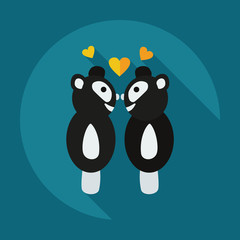 Flat modern design with shadow icons panda love