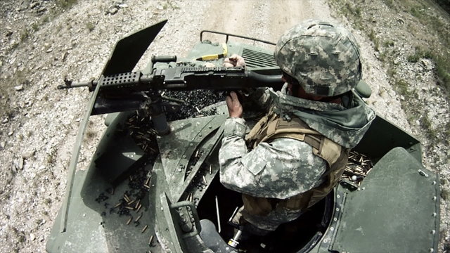 Soldier shoots humvee machine gun
