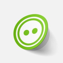 Realistic paper sticker: sewing Button