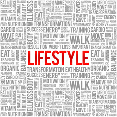 Fototapeta premium LIFESTYLE word cloud background, health concept