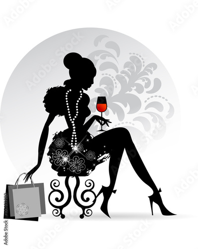 Download "Elegant Lady - Red Wine" Stock image and royalty-free vector files on Fotolia.com - Pic 100403980