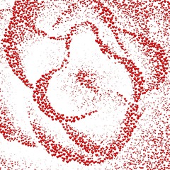 Valentine's day background with hearts. Rose, formed from 20,000 red hearts on a white background. 