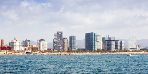 Fototapeta premium Barcelona from Mediterranean sea in summer