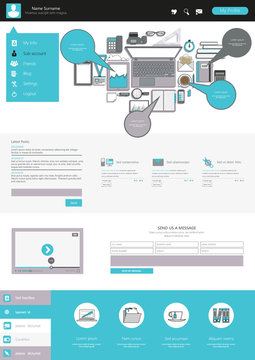 Modern one page website design template. Vector Design.
