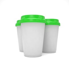 Three paper coffee cups