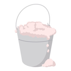 Bucket with foamy water cartoon icon