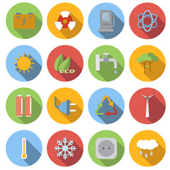 Obraz premium Ecology flat icons set 