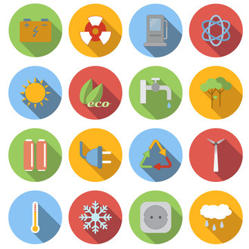 Ecology flat icons set 