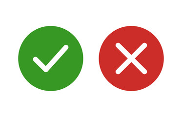 checkmark and x or confirm and deny flat color icon for apps and websites. © martialred