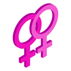 Two female gender symbols isometric 3d icon