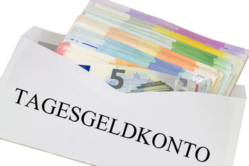 Tagesgeldkonto Kuvert mit Bargeld