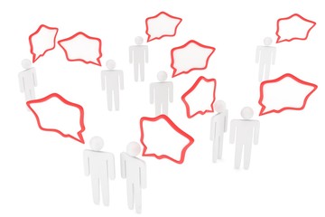 people with talk bubbles isolated over a white background