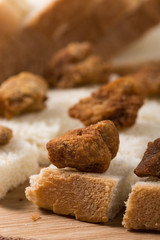 Greaves on the slices toast bread