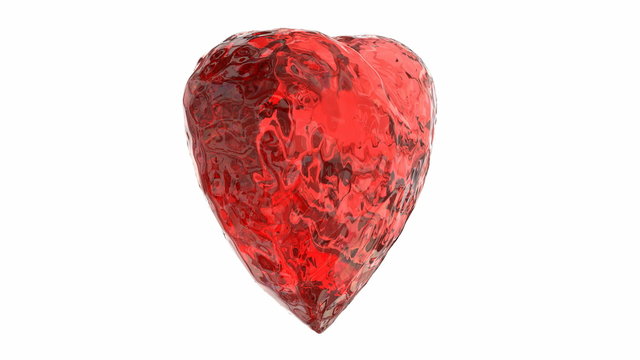 Red ice heart rotation, 3D animation with alpha mask