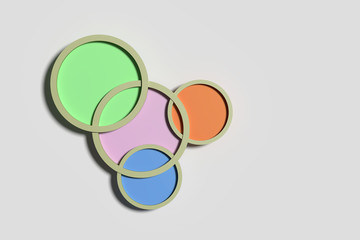 Four colorful framed circles