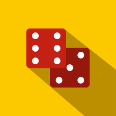 Red dice flat icon 