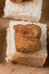 Greaves on the slices toast bread