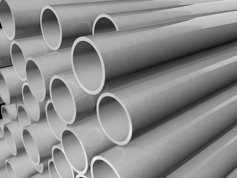 Plastic pipes of grey color