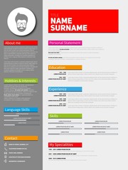 Minimalist CV, resume template with simple design, vector