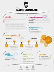 Minimalist CV, resume template with simple design, vector