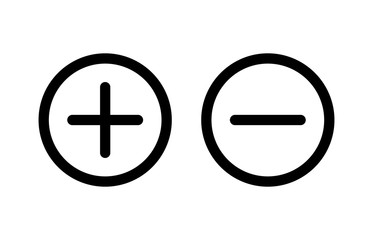 Plus and minus or add and subtract line art icon for apps and websites.