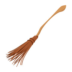 Witch broom cartoon icon