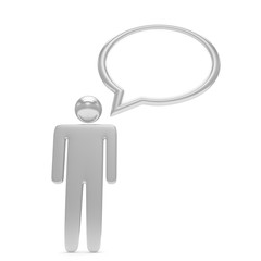 3d man with talk bubbles isolated over a white background