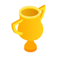 Golden trophy cup isometric 3d icon 