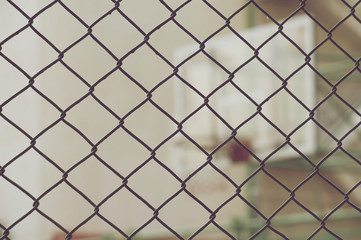 Close up net with blur basketball hoop vintage style