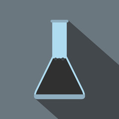 Conical flask test tube with oil flat icon
