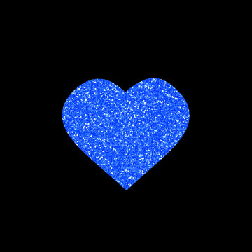 blue glitter heart on black background