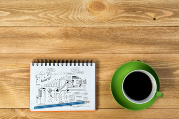 Business workplace with stuff