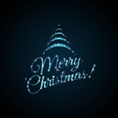 Marry Christmas vector emblem on the dark background