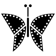 Vector illustration of insect, black and white icon of butterfly, isolated on the white background