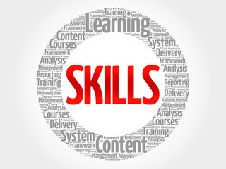 SKILLS circle word cloud, business concept