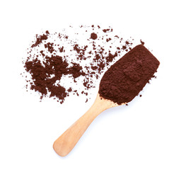 cocoa powder isolated on white background