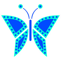 Obraz na płótnie Canvas Vector illustration of insect, blue icon of butterfly, isolated on the white background