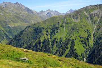 Summer landscape in Switzerland Alps - canton Graubunden.