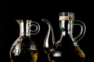 Extra olive oil, two glass jars